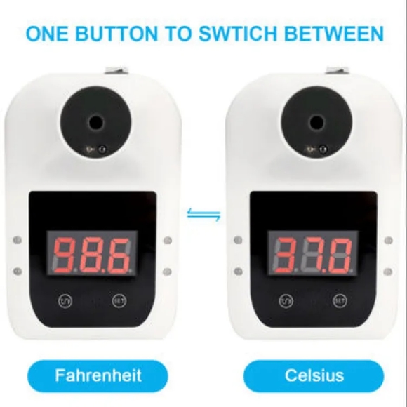 Infrared Thermometer Digital LCD Wall Mount Non Contact Temperature Alarm USB - Picture 5 of 6